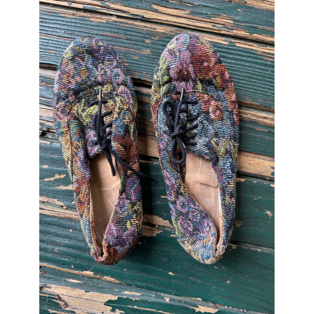 Madden Girl Floral Tapestry Lace Up Flats Multi Color Oxford Shoes Womens 9.5in